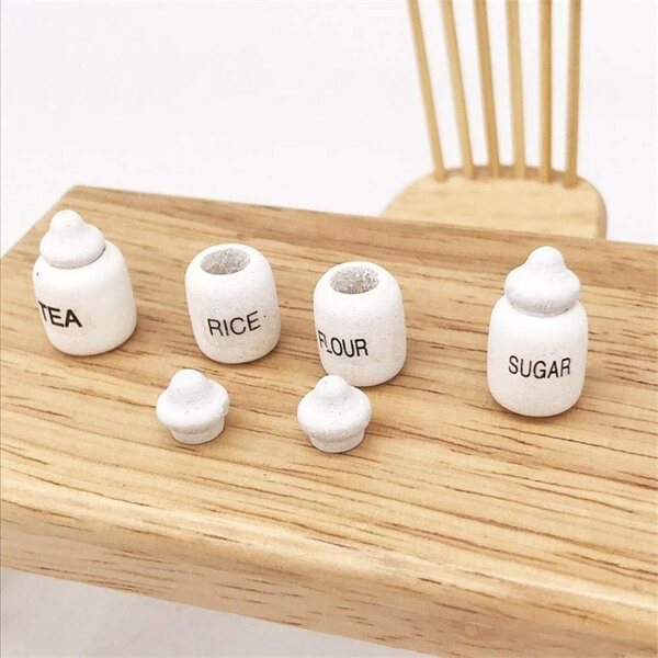 Mini-Gewürzgläser 1:12 Puppenhaus – 4-teiliges Lernspielzeug
