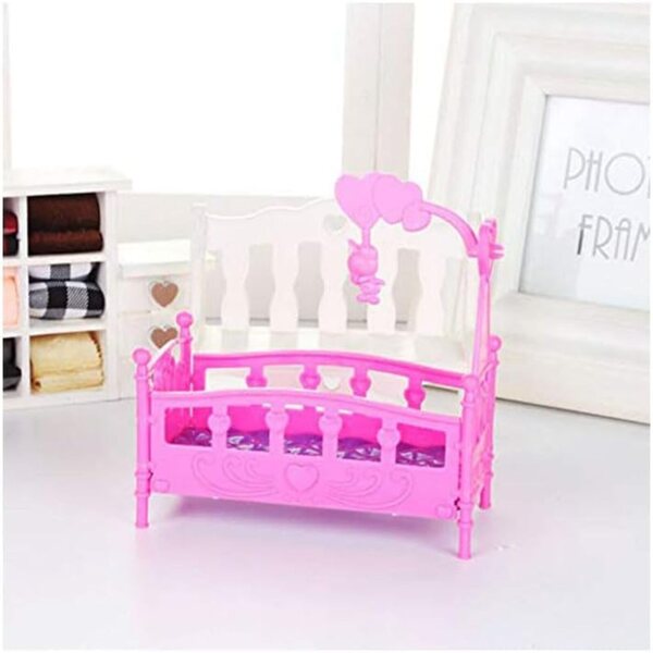 1:12 Mini-Puppenhaus mit Schaukelbett und sicherem Zubehör für Kinder