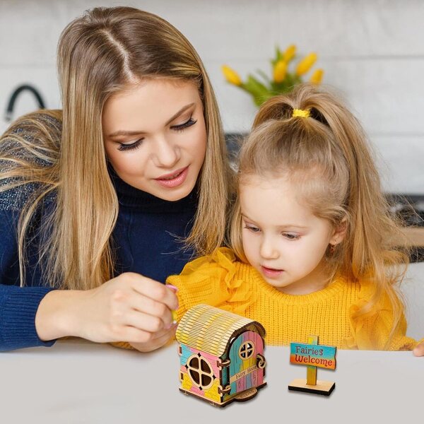 Kit Casa in Miniatura in Legno - Progetto Fai da Te per Casa delle Fate e Decorazioni