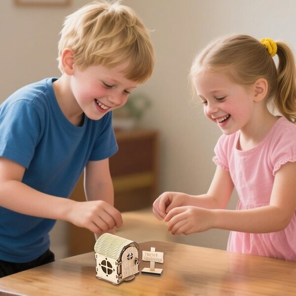 Kit Casa in Miniatura in Legno - Progetto Fai da Te per Casa delle Fate e Decorazioni