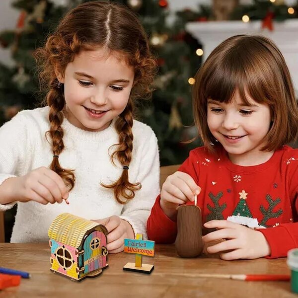 Kit Casa in Miniatura in Legno - Progetto Fai da Te per Casa delle Fate e Decorazioni