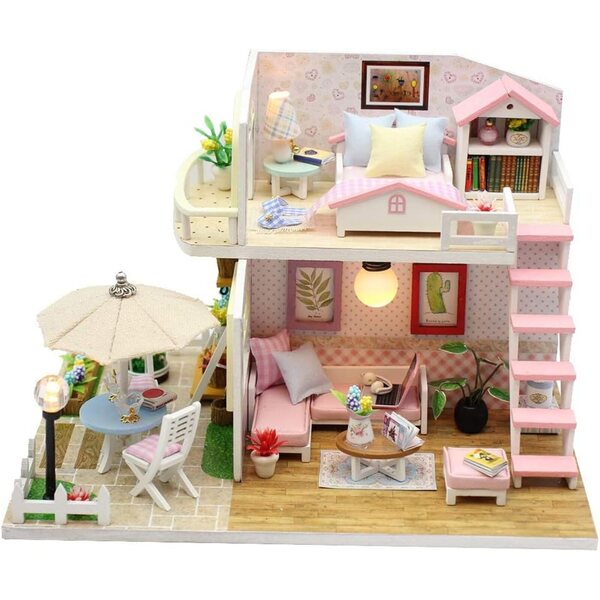 Casa delle Bambole in Legno Fai-da-te con Luci LED - Kit Realistico per Bambini