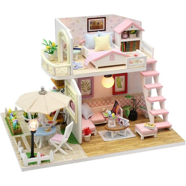 Casa delle Bambole in Legno Fai-da-te con Luci LED - Kit Realistico per Bambini