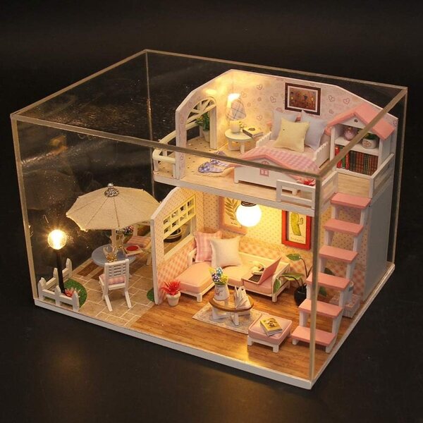 Casa delle Bambole in Legno Fai-da-te con Luci LED - Kit Realistico per Bambini