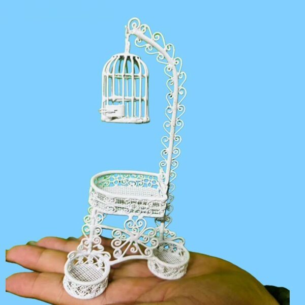 Gabbia Miniatura in Ferro per Casa delle Bambole 1:12, Elegante Decorazione Vintage