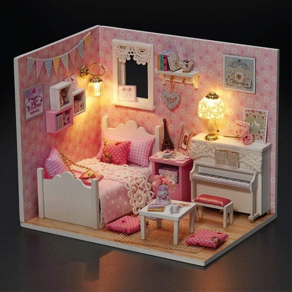 Casa delle Bambole Fai da Te Miniatura Solinder con LED, Kit Creativo e Interattivo