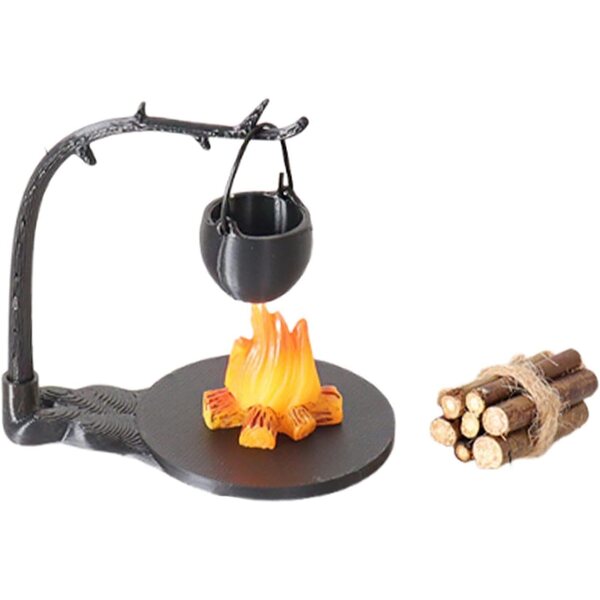 1/12 Mini-Hängeofen-Bausatz für Puppenhaus mit Holzscheit und Mikrolandschaften
