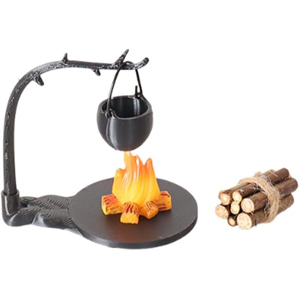1/12 Mini-Hängeofen-Bausatz für Puppenhaus mit Holzscheit und Mikrolandschaften