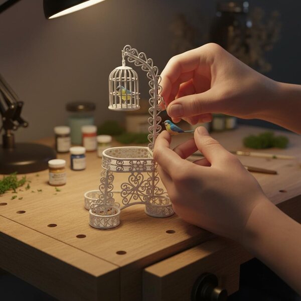 Oshhni Gabbia per Uccelli Miniatura Casa delle Bambole 1:12 in Ferro Elegante