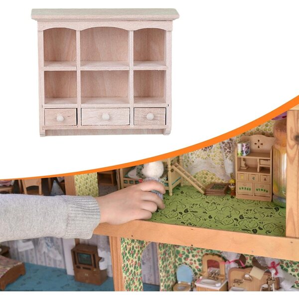 1/12 Puppenhaus-Miniatur-Holzmöbel mit Fach und Schublade