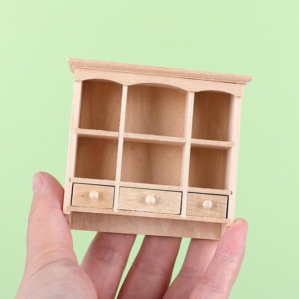1/12 Puppenhaus-Miniatur-Holzmöbel mit Fach und Schublade