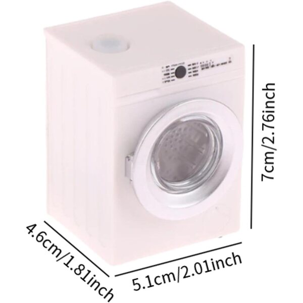 1:12 Miniatur-Elektrowaschmaschine für Puppenhaus mit realistischen Details und Rotation