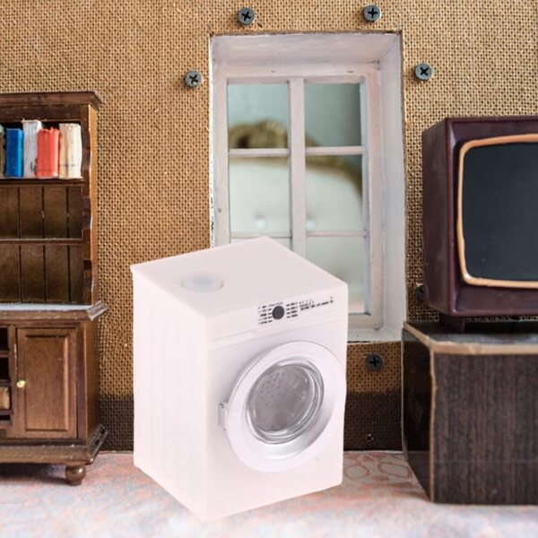 1:12 Miniatur-Elektrowaschmaschine für Puppenhaus mit realistischen Details und Rotation