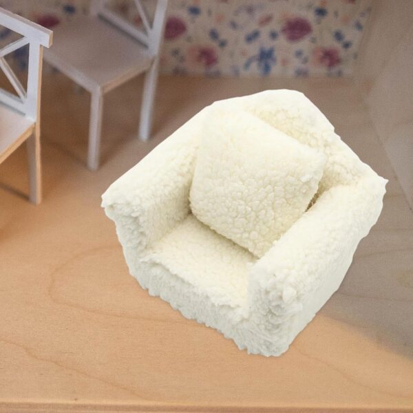 Miniatursofa für 1/6 und 1/12 Puppenhäuser aus Holz und Stoff