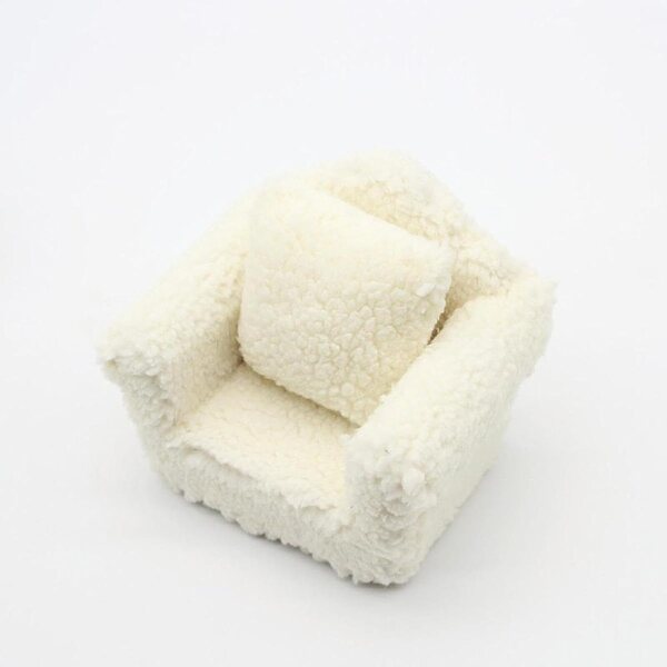 Miniatursofa für 1/6 und 1/12 Puppenhäuser aus Holz und Stoff