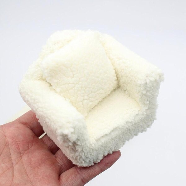 Miniatursofa für 1/6 und 1/12 Puppenhäuser aus Holz und Stoff
