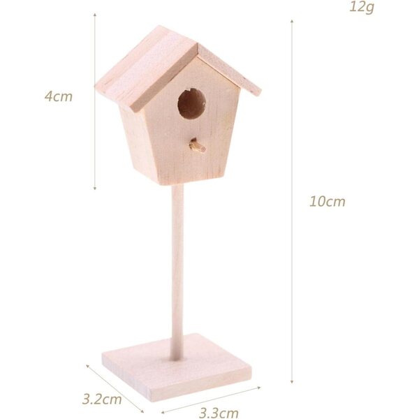 Puppenhaus Miniatur 1:12 Unbemaltes Vogelhaus aus Holz