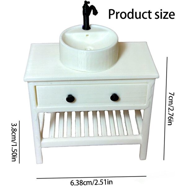 Cabinet lavandino miniatura 7 cm 1:12 per decorazioni casa autentica Cenifin