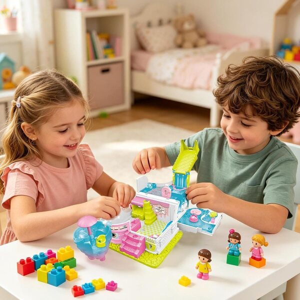 Casa delle Bambole con Musica e Luci, Villa Giocattolo Modulare per Bambini 3+