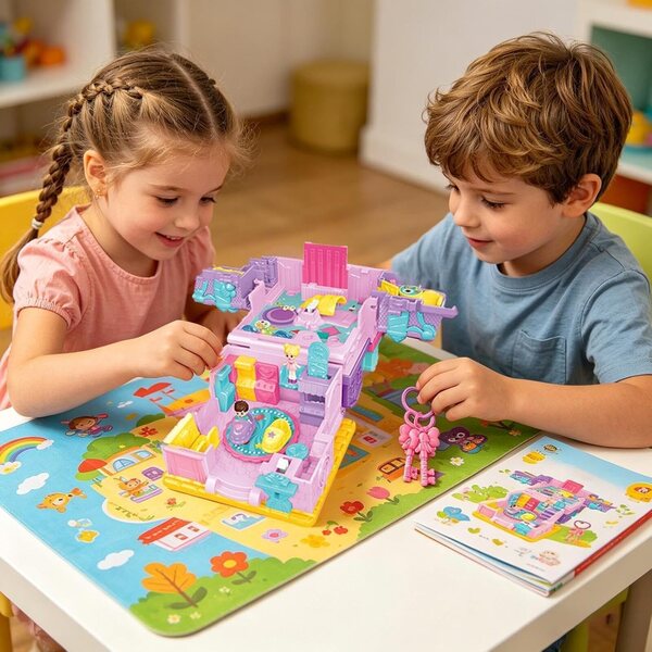 Casa delle bambole con luce e musica Villa Fantasy per gioco creativo bambine