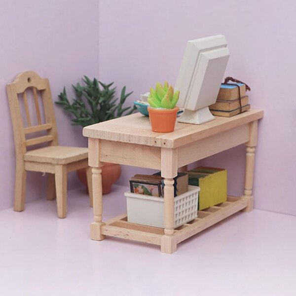 1/12 Holzschreibtisch für Puppenhäuser – klassisches und anpassbares Design