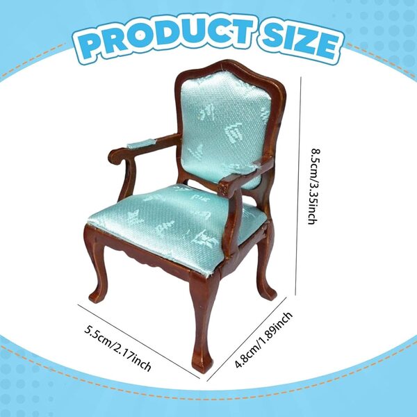 Sharplace mini sedia 1:12 in legno e tessuto per casa delle bambole, accessorio decorativo