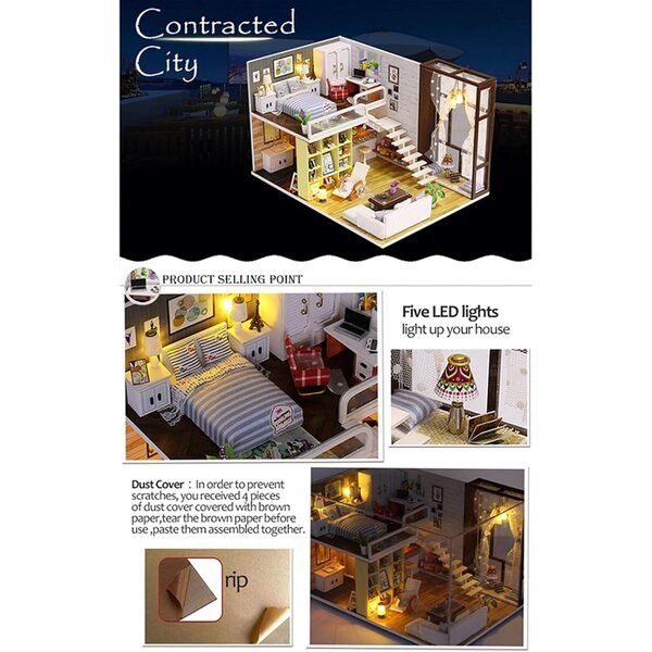 Kit Casa delle Bambole in Legno Composito Romanticismo e Creatività, 14+
