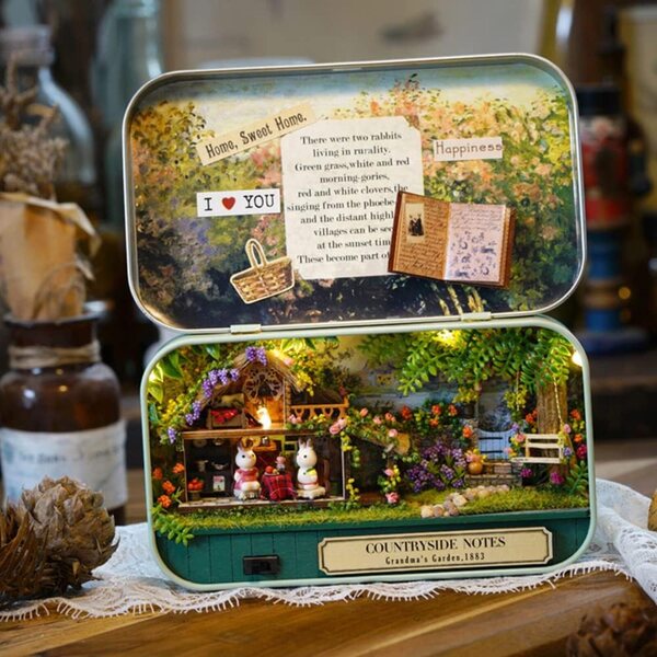 Eacam Casa delle Bambole in Miniatura Kit Fai da Te con Luci LED e Scena Naturale