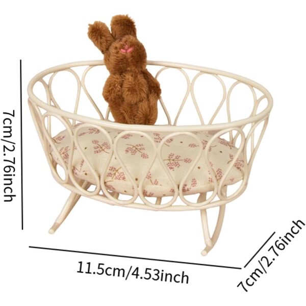 1:12 Mini-Metallbett mit Matratze und Puppenhausspielzeug