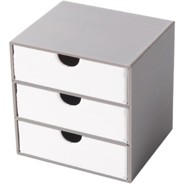 Colcolo Armadio Miniatura 1/12 con Cassetti Funzionanti in Grigio e Bianco
