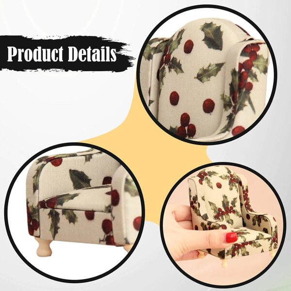 Vintage-Miniatursofa aus Stoff für Puppenhaus 1:12 Ysyqkn Beige