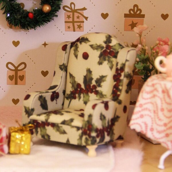 Vintage-Miniatursofa aus Stoff für Puppenhaus 1:12 Ysyqkn Beige
