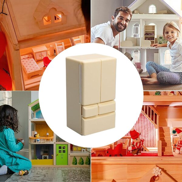 1:12 Puppenkühlschrank mit Doppeltür, farbenfrohe ABS-Miniatur zum Spielen