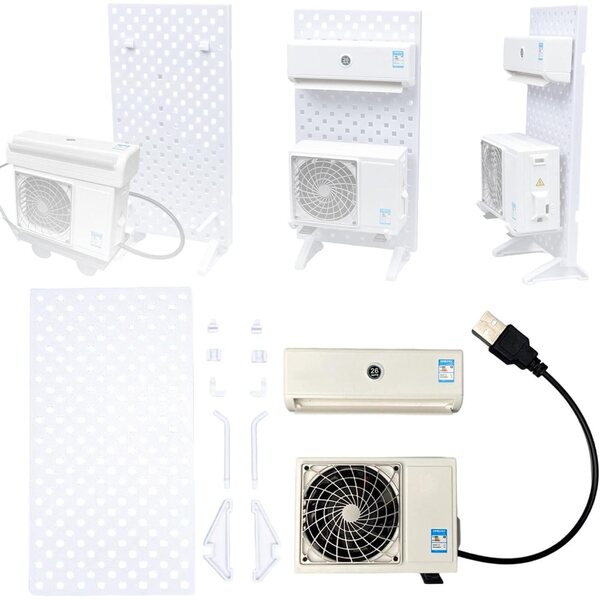 1:14 Mini-Klimaanlage für Puppenhaus mit USB-Anschluss und Halterung