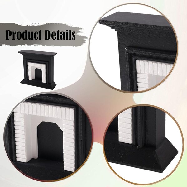Miniaturmöbelmodell aus PETG für Puppenhaus 1:12 Schwarz, 10x2,8x9 cm