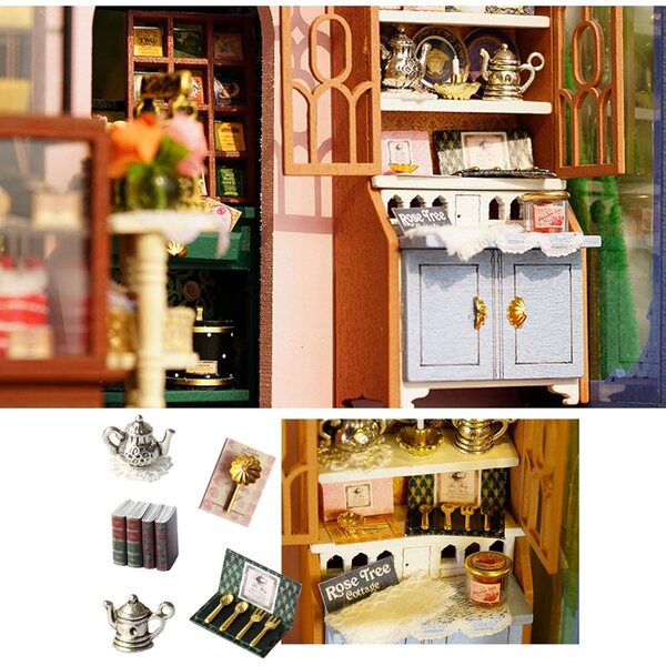 Casa delle Bambole in Legno Fai da Te con Luci LED, Kit Miniatura per Adulti 14+
