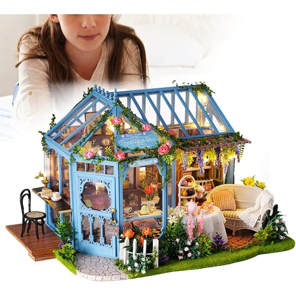 Casa delle Bambole in Legno Fai da Te con Luci LED, Kit Miniatura per Adulti 14+