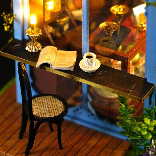 Casa delle Bambole in Legno Fai da Te con Luci LED, Kit Miniatura per Adulti 14+