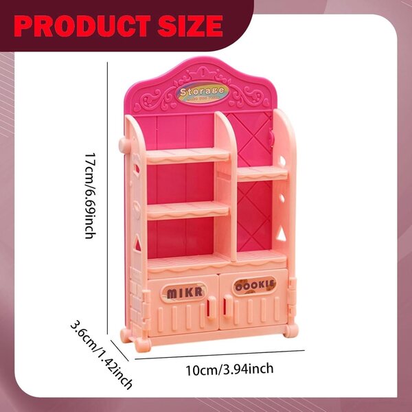 Harilla Mini Scaffale Cucina in PP Rosa per Casa delle Bambole 1:12 - Organizzatore Realistico