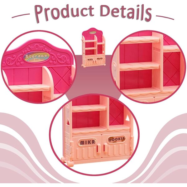 Harilla Mini Scaffale Cucina in PP Rosa per Casa delle Bambole 1:12 - Organizzatore Realistico