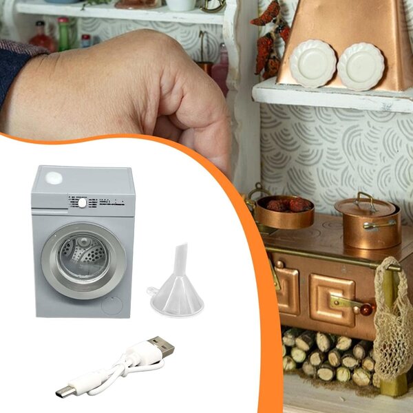 Harilla Lavatrice Miniatura per Casa delle Bambole 1:12, Accessorio Decorativo Grigio