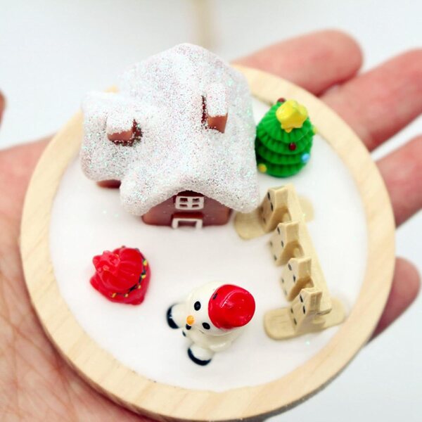 harayaa Decorazione Natalizia Mini Casa per Casa delle Bambole 1/6 e 1/12 in Resina