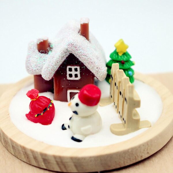 harayaa Decorazione Natalizia Mini Casa per Casa delle Bambole 1/6 e 1/12 in Resina