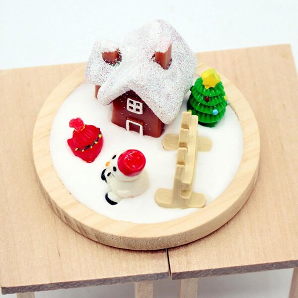 harayaa Decorazione Natalizia Mini Casa per Casa delle Bambole 1/6 e 1/12 in Resina