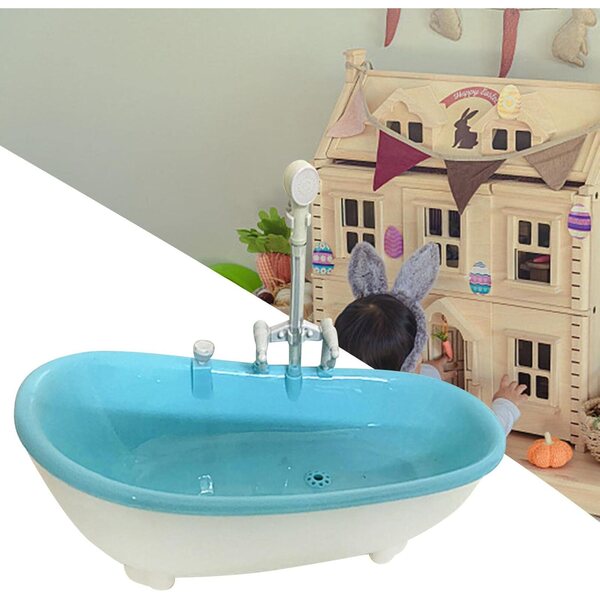 Harilla Vasca da Bagno Blu 1:6 per Casa delle Bambole 12 Pollici, Miniatura Decorativa