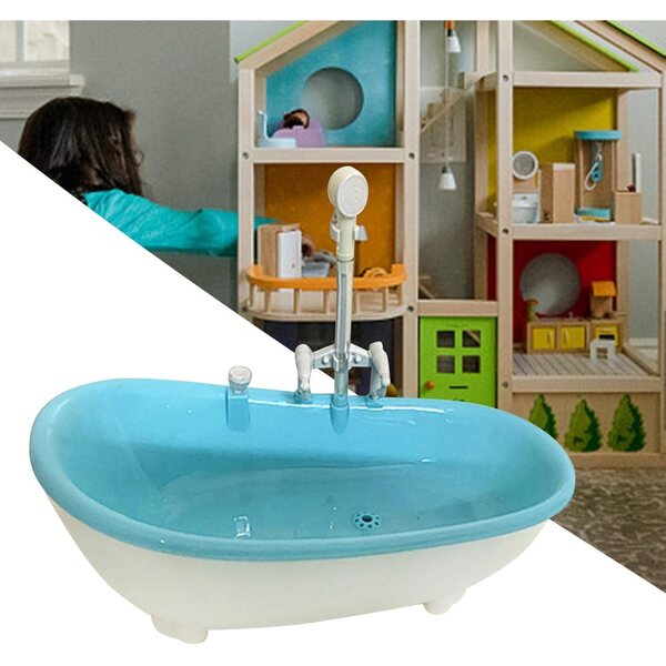 Harilla Vasca da Bagno Blu 1:6 per Casa delle Bambole 12 Pollici, Miniatura Decorativa