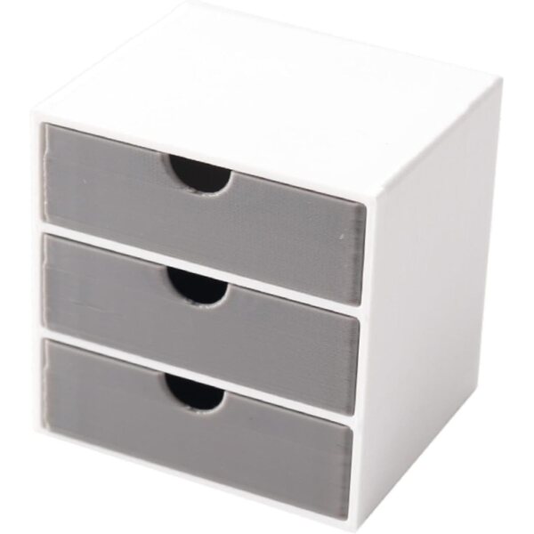harayaa Mini Schedario 1:12 con Cassetti Funzionanti per Case delle Bambole - Bianco Grigio