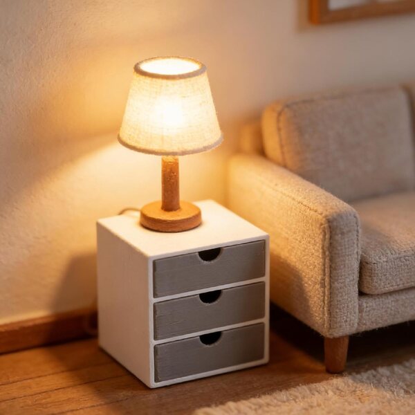 harayaa Mini Schedario 1:12 con Cassetti Funzionanti per Case delle Bambole - Bianco Grigio