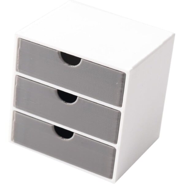 harayaa Mini Schedario 1:12 con Cassetti Funzionanti per Case delle Bambole - Bianco Grigio