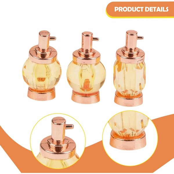 Set mit 3 Mini-Parfums für Puppenhäuser 1:12 aus Glas und Roségoldlegierung